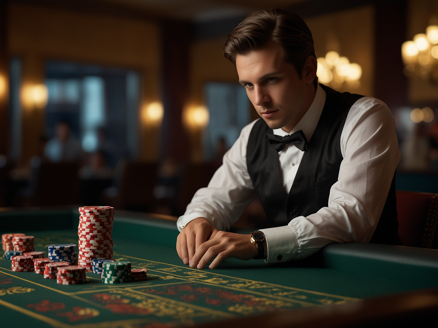 Live dealer table with dealer and players