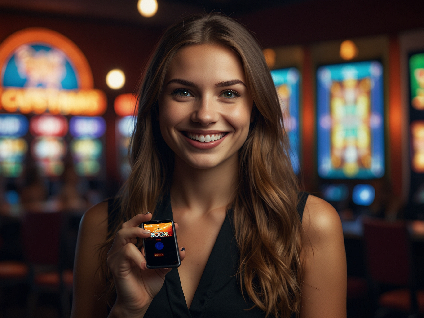 Players celebrating a bonus with mobile app